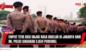 Doc. Sejumlah personel kepolisian bersiaga di kawasan Jakarta dalam rangka pengamanan aksi unjuk rasa yang digelar di empat titik pada Jumat (12/9/2025). Sebanyak 3.834 personel diterjunkan guna memastikan jalannya demonstrasi berlangsung aman dan tertib. (NR – KawanJariNews.com).