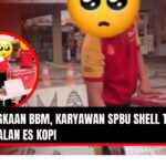 Doc. Tangkapan layar video viral di media sosial memperlihatkan dua karyawan SPBU Shell berjualan es kopi di depan area SPBU, Jakarta, Rabu (17/9/2025). Aksi ini dilakukan sebagai bentuk upaya bertahan hidup di tengah kelangkaan BBM yang sudah terjadi sejak Agustus 2025 lalu. (Sumber: @jakarta.keras)