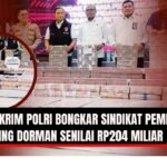 Doc. Bareskrim Polri menunjukkan barang bukti uang tunai senilai Rp204 miliar beserta perangkat digital hasil pengungkapan kasus pembobolan rekening dorman dalam konferensi pers di Jakarta, Kamis (25/9/2025). Pengungkapan ini menegaskan komitmen aparat dalam menindak tegas kejahatan perbankan dan pencucian uang. (NR – KawanJariNews.com).