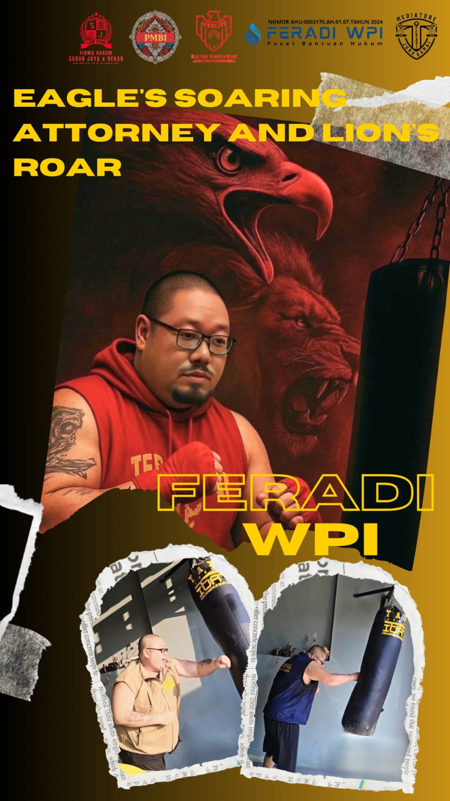 Doc. Ketua Umum FERADI WPI, Advokat Donny Andretti, tengah berolahraga meninju samsak tinju sebagai bagian dari komitmen menjaga pola hidup sehat. Kegiatan olahraga rutin ini sekaligus menjadi motivasi bagi anggota organisasi yang dipimpinnya untuk memperhatikan kesehatan fisik dan mental. (Foto: Nabila).