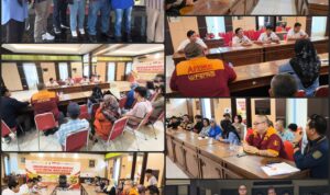 Doc. (Kolase di ruang pertemuan dan pelaporan): Para korban dugaan investasi bodong BLN bersama kuasa hukum dari Firma Hukum Subur Jaya & Rekan – FERADI WPI saat melakukan pelaporan ke Ditreskrimsus Polda Jawa Tengah, didampingi Bapak Advokat Donny Andretti dan Bapak Advokat Aris Carmadi. (Foto:Nabila).