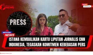 Doc. Suasana jumpa pers di depan kantor Biro Pers, Media, dan Informasi Sekretariat Presiden, Jakarta, terkait pengembalian kartu liputan Istana milik jurnalis CNN Indonesia, Diana Valencia. (NR).
