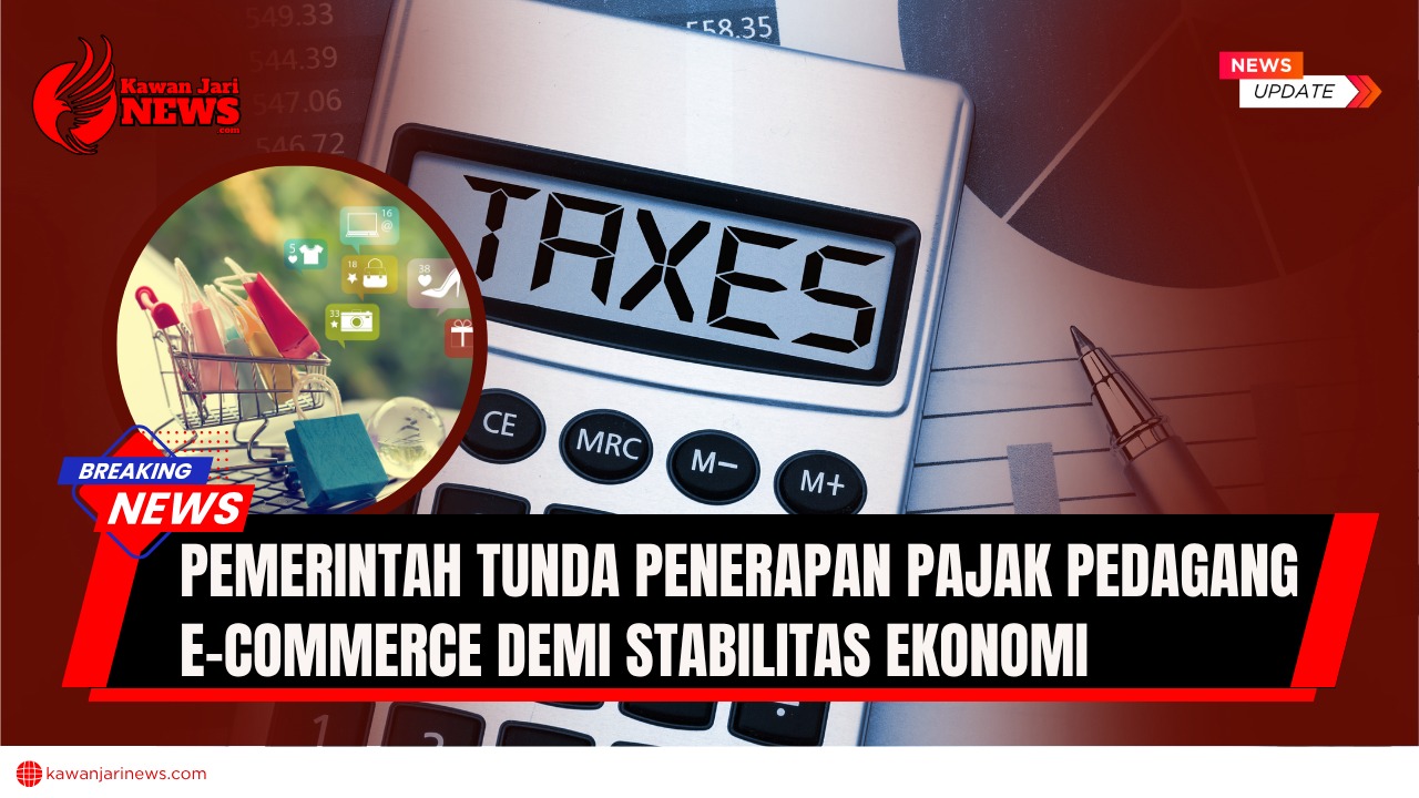 Doc. Ilustrasi menampilkan neraca dan kalkulator bertuliskan “Taxes” sebagai latar, dengan keranjang belanja dan barang hasil belanjaan di depan dalam lingkaran penekanan. Gambar bersifat ilustratif, tidak menggambarkan kejadian nyata. (NR | KawanJariNews.com).