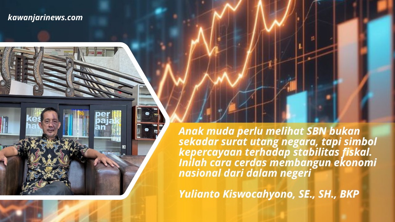 Doc. Yulianto Kiswocahyono, SE., SH., BKP, Ketua Komite Tetap Bidang Fiskal dan Moneter KADIN Jawa Timur, menekankan pentingnya literasi keuangan generasi muda dalam memahami SBN sebagai simbol kepercayaan terhadap stabilitas fiskal nasional. (Eko Wahyu | KawanJariNews.com).