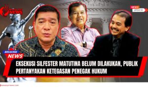 Doc. Ilustrasi — Latar belakang menampilkan gedung pengadilan dan patung Dewi Keadilan sebagai simbol penegakan hukum. Di sisi kiri tampak sosok Silfester Matutina, di tengah menggambarkan Jusuf Kalla, dan di kanan Roy Suryo. Gambar ini bersifat ilustratif. Ilustrasi ini menyoroti isu transparansi, akuntabilitas, dan ketegasan penegakan hukum dalam kasus pencemaran nama baik yang melibatkan Silfester Matutina. (NR | KawanJariNews.com).