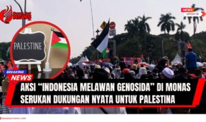 Doc. Ribuan peserta aksi damai “Indonesia Melawan Genosida” memadati kawasan Patung Kuda Monas, Jakarta, Minggu pagi (12/10/2025). Massa yang terdiri dari berbagai elemen masyarakat, termasuk pemuda, mahasiswa, dan organisasi masyarakat sipil, membawa bendera Palestina serta spanduk seruan perdamaian sebagai bentuk solidaritas terhadap rakyat Gaza. (NR |KawanJariNews.com).