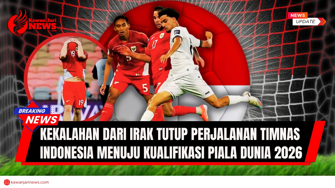 Doc. Pemain Timnas Indonesia berduel dengan pemain Irak dalam laga kualifikasi Piala Dunia 2026 zona Asia di Stadion King Abdullah Sports City, Jeddah. Pertandingan berakhir dengan skor 0–1 untuk kemenangan Irak, sekaligus menutup langkah Indonesia di fase kualifikasi. (NR | KawanJariNews.com).