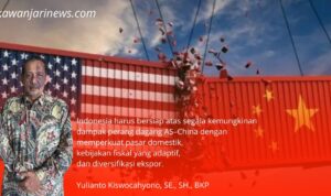 Doc. Yulianto Kiswocahyono, SE., SH., BKP — Konsultan sekaligus Ketua Komite Tetap Bidang Fiskal dan Moneter KADIN Jawa Timur, dirinya memberikan pandangan terkait dampak perang dagang Amerika Serikat–China terhadap perekonomian global dan kesiapan Indonesia menghadapi perubahan arus perdagangan internasional. (Eko Wahyu | KawanJariNews.com).
