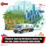 Doc. Ilustrasi — Truk tangki BBM tengah melintas membawa pasokan bahan bakar dengan latar belakang perkotaan, kebun sawit, dan aktivitas petani sawit. Gambar ini tidak menggambarkan peristiwa nyata, melainkan memperkuat konteks isu distribusi energi nasional dan keterkaitannya dengan sektor hulu-hilir, dari produksi bahan bakar hingga dampak ekonomi bagi petani sawit di daerah penghasil. (NR | KawanJariNews.com).
