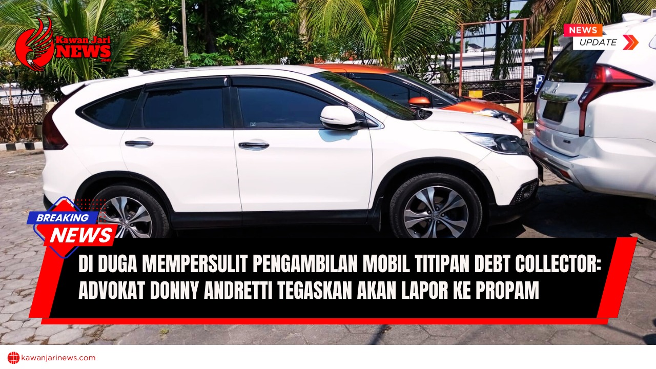 Doc. Kondisi kendaraan Pajero milik debitur tampak terhalang oleh kendaraan lain di area parkir Polsek Banjarsari. Situasi ini memperlihatkan posisi mobil yang tidak memungkinkan untuk keluar dari lokasi. (Foto: Wakid).