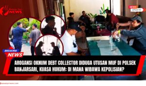 Doc. Pada latar belakang foto tampak situasi saat M. Arifin, S.H., M.H. selaku kuasa hukum melakukan diskusi dengan pihak debt collector di area Polsek Banjarsari, Surakarta. Pada kolase lingkaran sisi kiri, terlihat momen ketika terjadi ketegangan dan Arifin mendapat perlakuan tidak sopan berupa bentakan dari oknum DC. Sementara pada kolase lingkaran di sampingnya, terlihat suasana tegang yang terjadi sesaat setelah insiden tersebut. (Foto: Wakid).