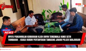 Doc. Kuasa Hukum M. Arifin, S.H., M.H. bersama pemilik kendaraan Zidan saat berdiskusi dengan Kanit Reskrim AKP Herawan di ruang Polsek Banjarsari Surakarta, membahas proses pengambilan kendaraan yang sebelumnya dititipkan oleh pihak debt collector. (Foto: Wakid)