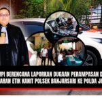 Doc. Tampak di latar belakang, kendaraan Pajero milik klien terhalang oleh mobil CR-V yang diduga digunakan oleh pihak DC. Pada kolase depan terlihat Advokat Donny Andretti, S.H., S.Kom., M.Kom., selaku kuasa hukum korban. Dalam lingkaran kecil disertakan beberapa momen penting selama proses permasalahan berlangsung, mulai dari situasi di lokasi kejadian hingga saat koordinasi di Polsek Banjarsari Surakarta. (Foto: Wakid).