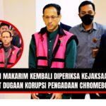 Doc. Mantan Menteri Pendidikan, Kebudayaan, Riset, dan Teknologi, Nadiem Makarim, mengenakan rompi tahanan Kejaksaan Agung saat digiring petugas menuju ruang pemeriksaan. Gambar ini hanya bersifat ilustratif dan tidak menggambarkan kejadian pada saat situasi pemeriksaan lanjutan. Ilustrasi digunakan untuk memberikan konteks pemberitaan mengenai proses hukum dan transparansi penegakan hukum dalam kasus dugaan korupsi pengadaan Chromebook di lingkungan Kemendikbudristek. (Sumber Foto: CNN Indonesia).