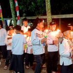 Doc. Suasana semarak kegiatan Pawai Obor dalam rangka memperingati Hari Santri Nasional di Dusun Dronjong, Desa Kendalsari, Kecamatan Petarukan, Kabupaten Pemalang. Para santri, ustaz, ustazah, dan wali santri tampak antusias mengikuti pawai meski cuaca sempat diguyur hujan. (Foto: Soleh .HM).