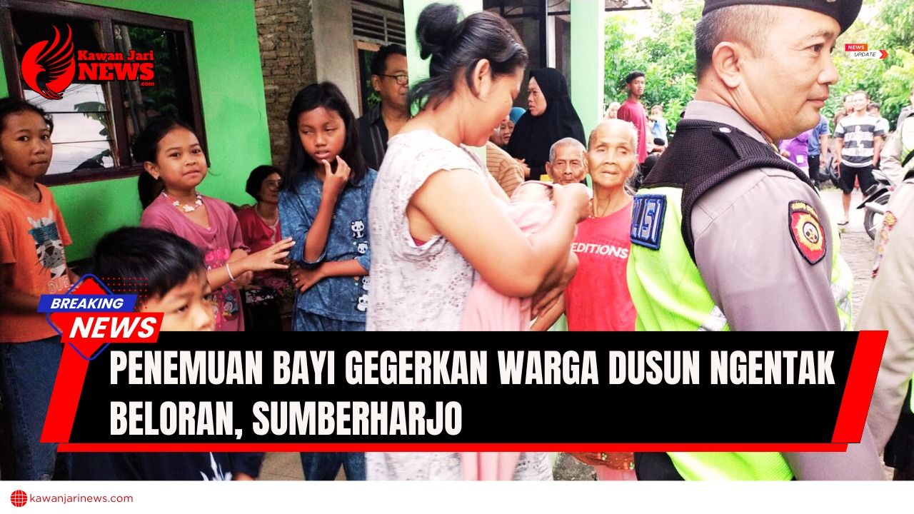 Doc. Warga Dusun Ngentak Beloran, Kalurahan Sumberharjo, Kapanewon Prambanan, Sleman, berkumpul di lokasi penemuan bayi yang ditemukan di dalam kotak di pinggir jalan. Seorang warga tampak menggendong bayi tersebut sebelum diserahkan kepada aparat kepolisian untuk penanganan lebih lanjut. (Foto: Filemon Gunawan).