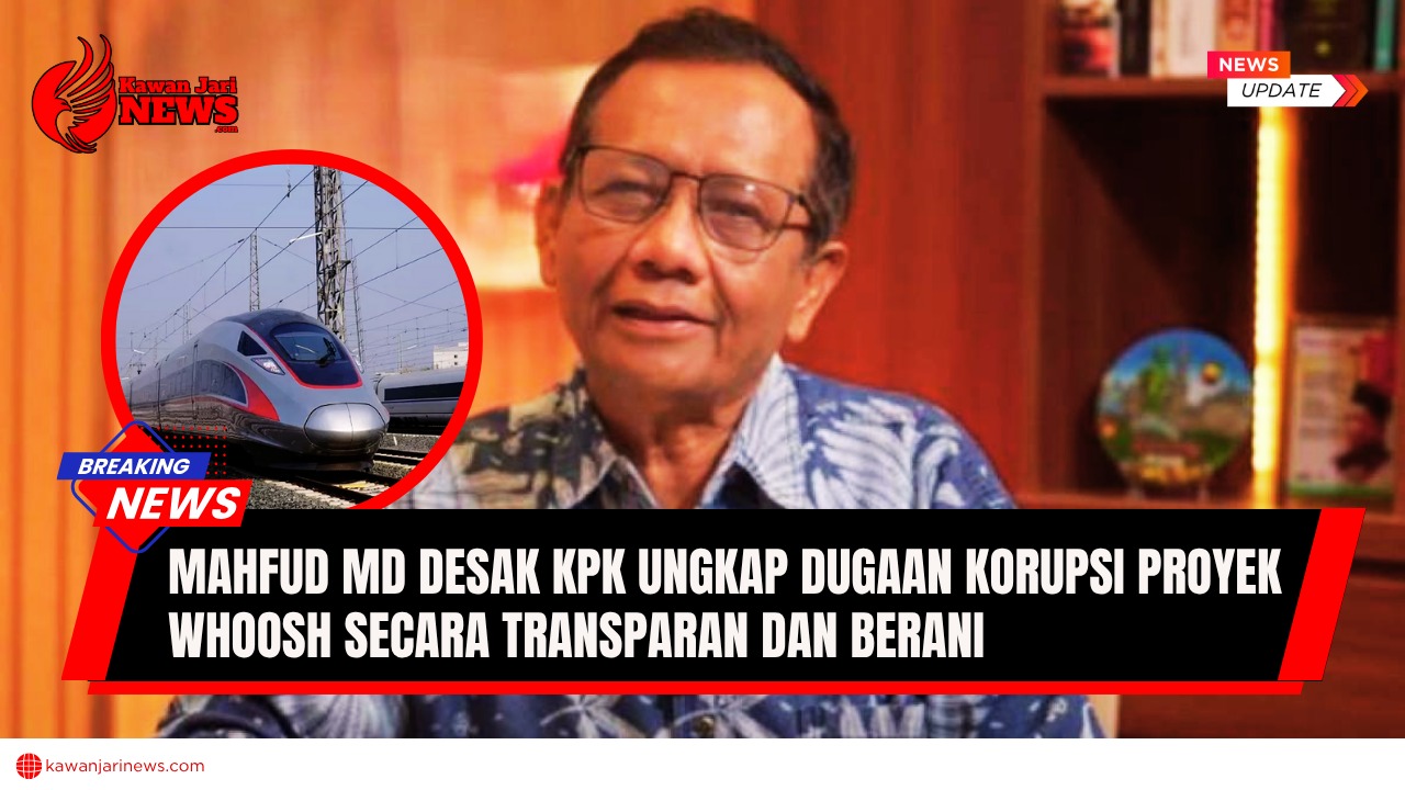 Doc. Ilustrasi kolase menampilkan Mahfud MD dalam bingkai utama, bersumber dari tangkapan layar kanal YouTube Mahfud MD, dengan latar lingkaran menampilkan foto kereta cepat Jakarta–Bandung (Whoosh). Catatan: Gambar ini bersifat ilustratif dan tidak menggambarkan peristiwa atau kondisi aktual di lapangan. Ilustrasi ini digunakan untuk memberikan konteks pemberitaan. (Sumber Foto: Tangkapan Layar Cahnel Youtube Mahfud MD).