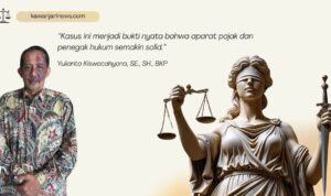 Doc. Konsultan pajak senior sekaligus Ketua Komite Tetap Bidang Fiskal dan Moneter KADIN Jawa Timur, Yulianto Kiswocahyono, SE., SH., BKP, saat memberikan pandangan terkait pengungkapan kasus TPPU hasil penggelapan pajak senilai Rp58,2 miliar. (Foto: Eko Wahyu | KawanJariNews.com).