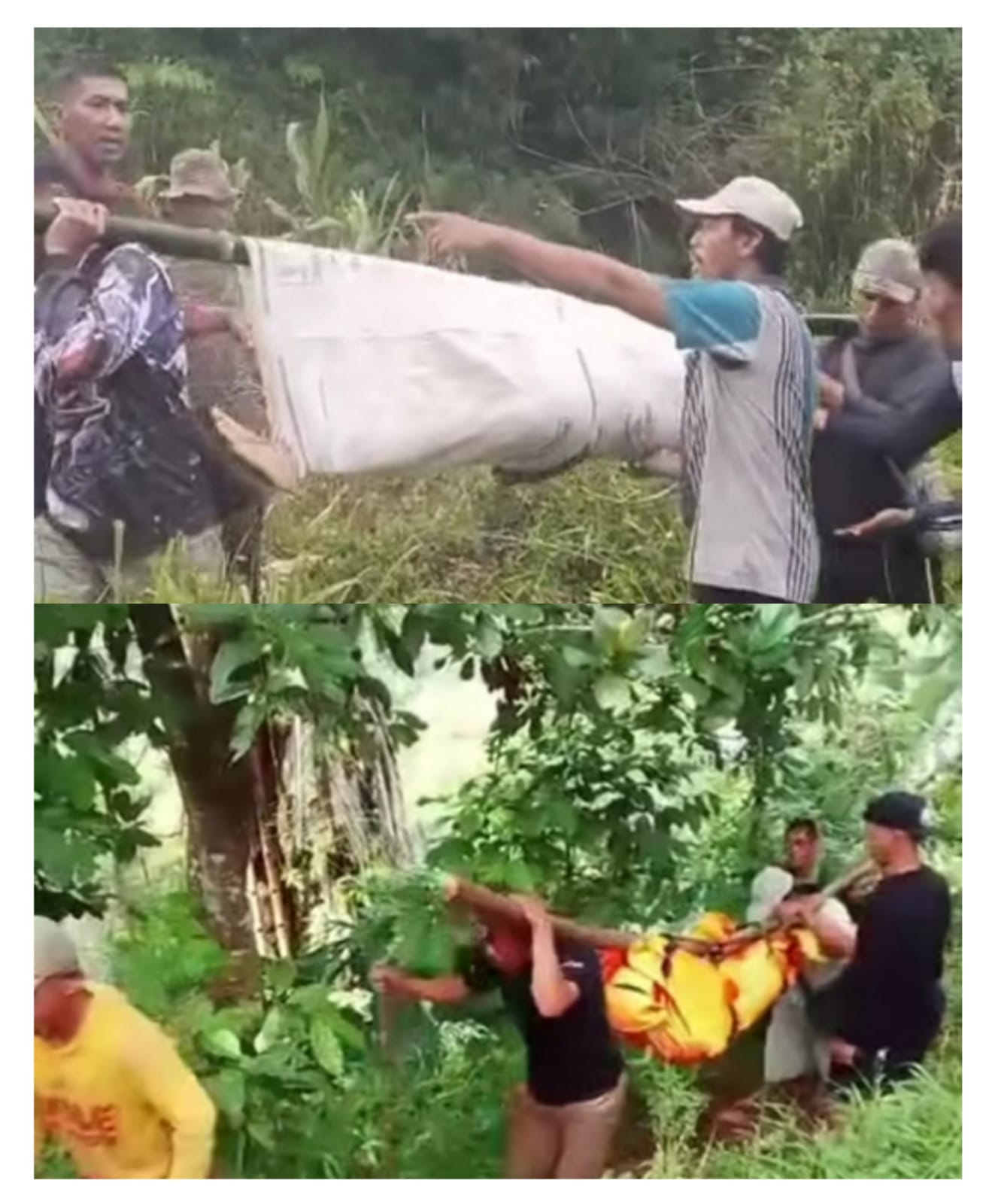 Doc. Tim gabungan bersama warga mengevakuasi korban mahasiswa UIN Walisongo yang hanyut di Sungai Genting, Desa Getas, Kecamatan Singorojo, Kabupaten Kendal, Selasa (4/11/2025). Proses evakuasi dilakukan secara bergotong royong di tengah kondisi arus sungai yang cukup deras. (Foto: Wisnu).