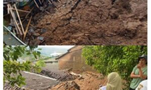 Doc. Kondisi rumah pasangan lansia Jas’an dan Sumiati di Dusun Siroto, Desa Nyatnyono, Kecamatan Ungaran Barat, Kabupaten Semarang, rusak berat setelah tertimpa longsoran talud setinggi delapan meter, Rabu (5/11/2025). (Foto: Wisnu).