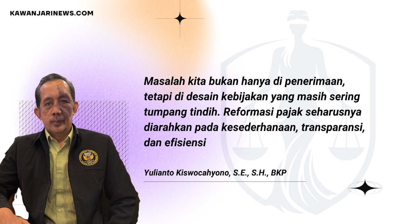 Doc. Ketua Komite Tetap Bidang Fiskal dan Moneter KADIN Jawa Timur, Yulianto Kiswocahyono, S.E., S.H., BKP, saat memberikan penjelasan mengenai pentingnya konsistensi kebijakan fiskal dan kepastian hukum dalam mendukung pencapaian target penerimaan pajak tahun 2025. (Foto: Eko Wahyu | KawanJariNews.com).