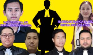 Doc. Para pengurus dan pimpinan FERADI WPI yang terlibat dalam pelaksanaan Pendidikan Khusus Profesi Advokat (PKPA), Ujian Profesi Advokat (UPA), serta program penyumpahan advokat. Dari kiri ke kanan: Bayu Saputra, S.H. (Ketua Dewan Pembina), Harriani Bianca Daryana, CPL (Ketua DPD Jakarta), Donny Andretti, S.H., S.Kom., M.Kom. (Ketua Umum), Gaya M. Taufan, S.H. (Sekretaris Jenderal), M. Ismail Zulkarnain, S.H. (Ketua DPD Jawa Tengah), dan Prija Maxy Theozipa, S.H. (Bendahara Umum). (Sumber: FERADI WPI Official).