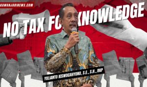 Doc. Yulianto Kiswocahyono, S.E., S.H., BKP, saat menyampaikan pandangan mengenai urgensi insentif fiskal bagi industri media dalam konsep “No Tax for Knowledge”. (Foto: Eko Wahyu | KawanJariNews.com).
