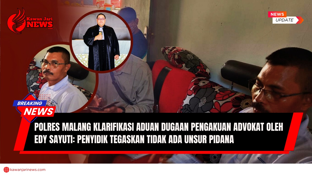 Doc. Kollase foto ilustratif menampilkan Edy Sayuti (dalam lingkaran kiri) dan Advokat Donny (dalam lingkaran kanan). Gambar ini digunakan semata-mata sebagai ilustrasi untuk memberikan konteks visual terkait isu klarifikasi hukum atas aduan dugaan pengakuan advokat. Foto tidak menggambarkan proses pemeriksaan yang sebenarnya serta tidak mewakili kejadian faktual di Polres Malang. Konten visual ditujukan untuk mendukung pemahaman publik mengenai isu transparansi, akurasi administrasi pemeriksaan, dan pentingnya verifikasi dalam penyusunan Berita Acara Pemeriksaan (BAP). (Foto: Aniek Kustriani | KawanJariNews.com).
