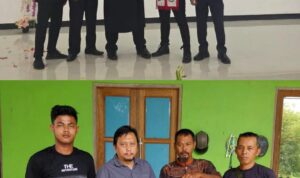 Doc. Para anggota dan perwakilan FERADI WPI – Subur Jaya Lawfirm berfoto bersama dalam kegiatan organisasi (foto atas). Sementara itu, foto bawah menampilkan keluarga korban bersama pihak terkait saat menunjukkan berkas kesepakatan hasil proses restorative justice. (Foto: Ilma – Kontributor).