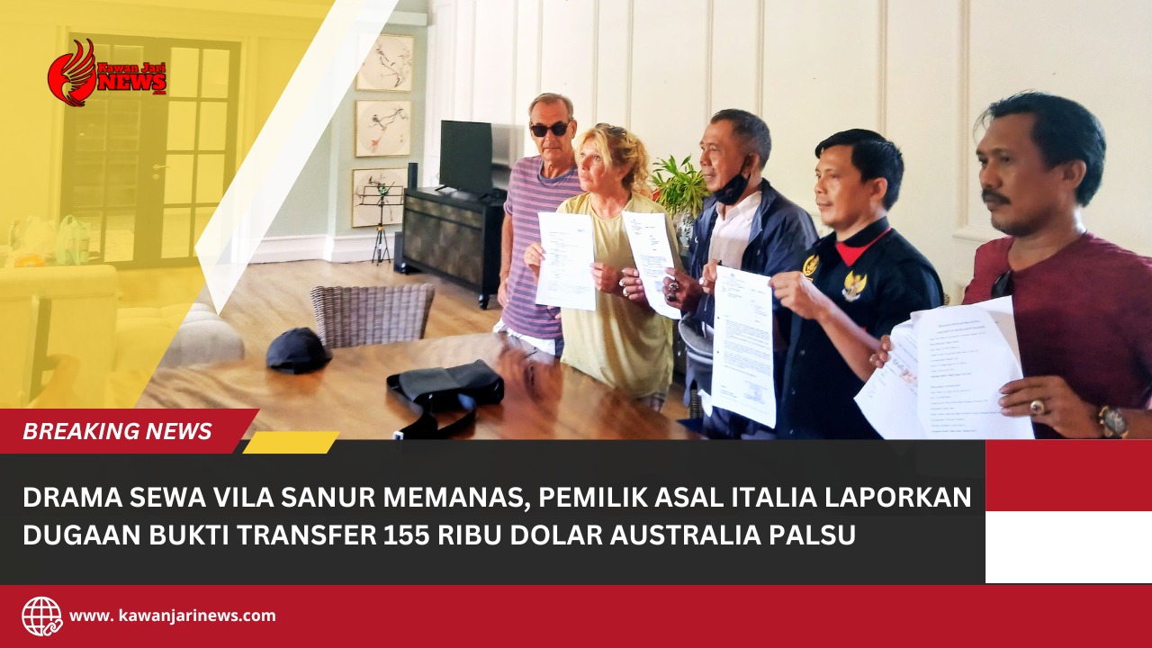 Doc. Sejumlah pihak memperlihatkan dokumen perjanjian dan bukti terkait kasus tersebut saat menggelar konferensi pers di dalam area vila, Sabtu (6/12/2025). Terlihat pemilik vila asal Italia bersama kuasa hukum serta perwakilan terkait berdiri berjajar sambil menunjukkan dokumen sebagai penegasan sikap dan klarifikasi atas persoalan yang tengah bergulir. (Foto: Witanto).