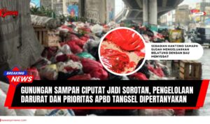 Doc. Gunungan sampah menumpuk di bawah Flyover Ciputat, Kota Tangerang Selatan, dengan sebagian kantong sampah terlihat membusuk dan mengeluarkan belatung serta bau menyengat, menimbulkan gangguan lingkungan dan risiko kesehatan bagi warga serta pengguna jalan, Kamis (11/12/2025). (Foto: Moh. Ismail).