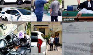 Doc. Kolase foto menunjukkan kendaraan Mitsubishi Pajero AD 1346 QP yang menjadi objek perkara dugaan perampasan oleh oknum debt collector di Surakarta, proses pendampingan hukum oleh tim kuasa hukum korban, kondisi kendaraan saat berada di area Polsek Banjarsari, hingga surat panggilan pemeriksaan dari kepolisian terkait laporan dugaan tindak pidana yang dialami Muhammad Ziedan Navila. (Foto: Wakid).