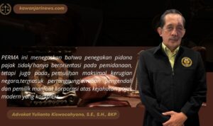 Doc. Yulianto Kiswocahyono, S.E., S.H., BKP, konsultan pajak sekaligus Ketua Komite Tetap Bidang Fiskal dan Moneter Kadin Jawa Timur, saat memberikan pandangan terkait penetapan PERMA Nomor 3 Tahun 2025 tentang Pedoman Penanganan Perkara Tindak Pidana di Bidang Perpajakan. (Foto: Eko Wahyu).