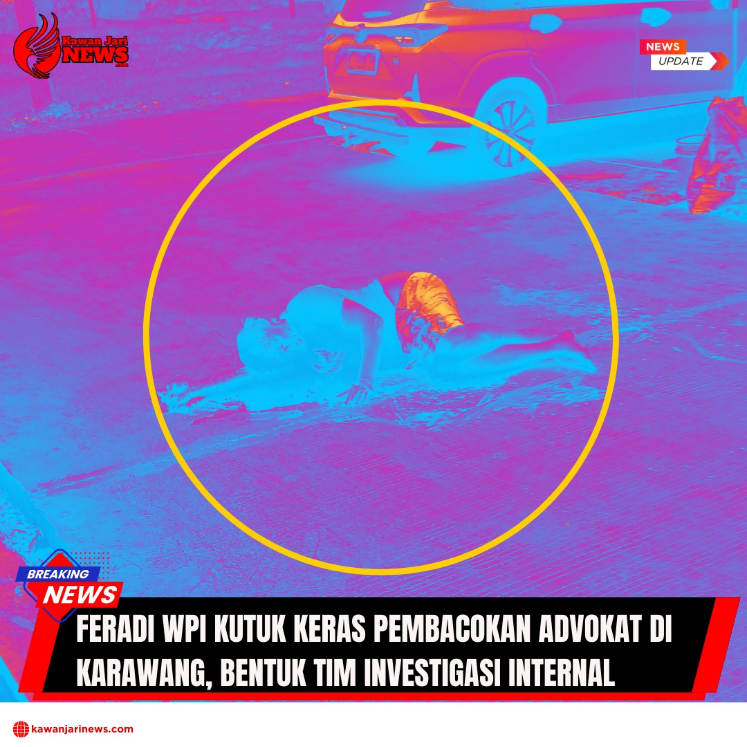 Doc. Korban dugaan pembacokan Advokat di Karawang tampak tergeletak di badan jalan dan berada di dalam lingkaran kuning pada gambar. Foto sengaja diburamkan (blur) untuk melindungi identitas korban, menghindari visual yang bersifat sadis atau traumatis, serta menjaga etika jurnalistik dan hak privasi korban sesuai dengan prinsip Kode Etik Jurnalistik. Pemburaman juga dilakukan guna mencegah penyebaran konten yang dapat menimbulkan dampak psikologis negatif bagi pembaca dan keluarga korban. (Foto: DPP FERADI WPI).