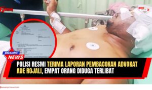 Doc. Korban pembacokan, Advokat Ade Rojali Pranata, tampak terbaring menjalani perawatan medis di RS Efarina Etaham, Karawang, pada latar belakang foto. Sementara pada klosase bagian depan ditampilkan dokumen resmi kepolisian berupa surat permintaan pemeriksaan medis dan penerbitan Visum et Repertum yang diajukan Polsek Majalaya, Polres Karawang, sebagai bagian dari proses penyidikan kasus dugaan pembacokan yang kini tengah ditangani aparat penegak hukum. (Foto: Wilma).