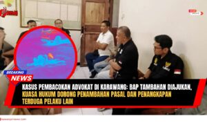 Doc. Tim kuasa hukum bersama perwakilan FERADI WPI dan aparat kepolisian tampak melakukan koordinasi dan pengurusan perkara dugaan pembacokan terhadap Advokat Ade Rojali Pranata di Mapolsek Majalaya, Karawang. Pada bagian kolase berbentuk lingkaran ditampilkan foto korban sesaat setelah peristiwa pembacokan terjadi. Gambar korban sengaja diburamkan (blur) sebagai bentuk kepatuhan terhadap Kode Etik Jurnalistik, khususnya untuk melindungi martabat korban, menjaga sensitivitas publik terhadap konten kekerasan, serta menghormati asas praduga tak bersalah dan kepentingan proses hukum yang masih berjalan. (Foto: Wilma).