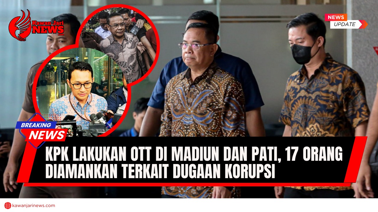 Doc. Ilustrasi pemberitaan Operasi Tangkap Tangan (OTT) Komisi Pemberantasan Korupsi (KPK) dengan latar belakang Bupati Pati Sudewo. Pada lingkaran bagian depan ditampilkan Juru Bicara KPK Budi Prasetyo dan Bupati Pati Sudewo sebagai pihak yang disebut dalam penanganan perkara. Gambar ini bersifat ilustrasi dan digunakan untuk kepentingan pemberitaan. (ilustrasi: NR).