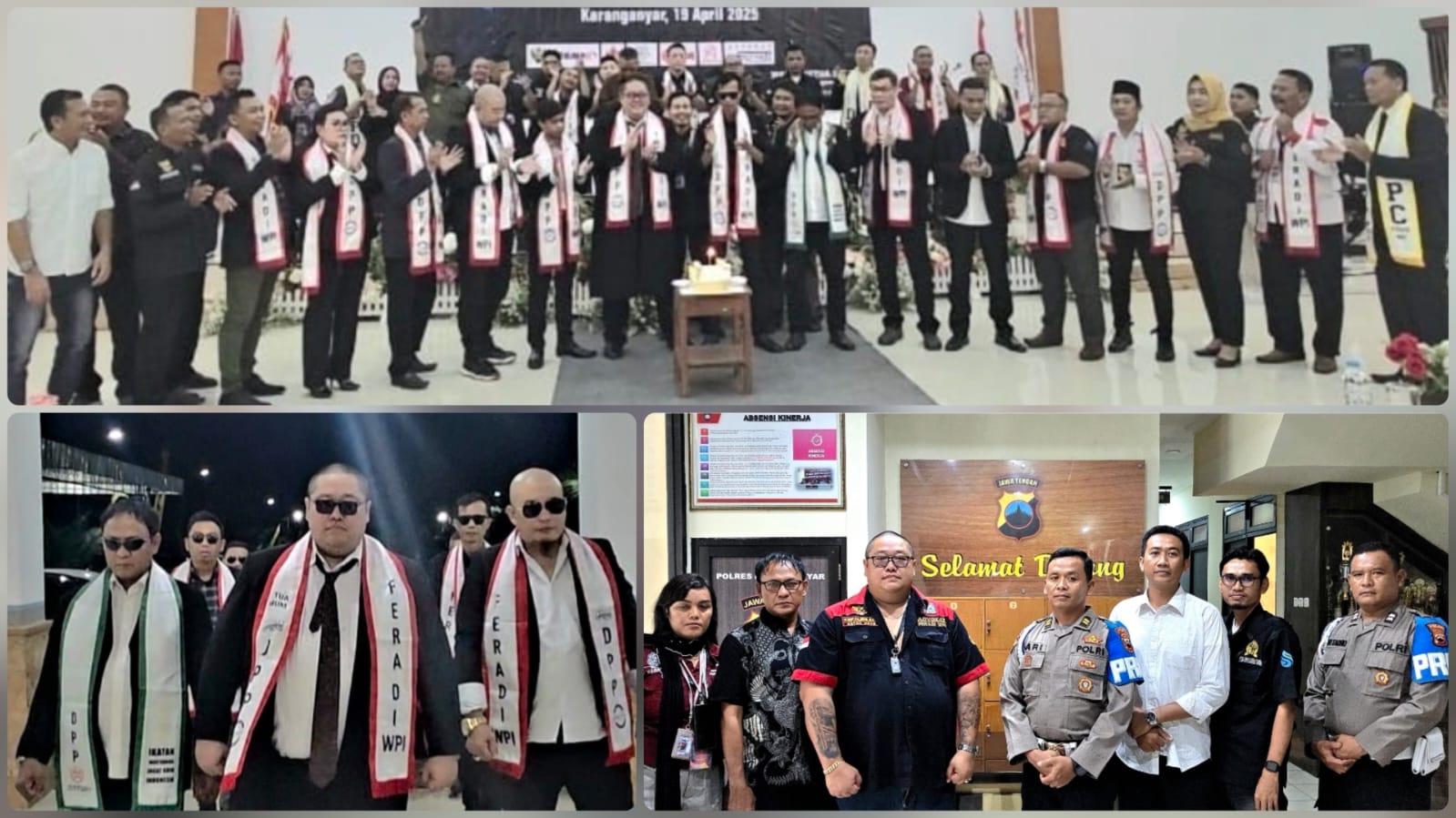 Doc. Kolase foto narasumber dalam berbagai kegiatan keorganisasian FERADI WPI serta saat menjalani proses pemeriksaan di kantor kepolisian. Narasumber tampak terlibat aktif dalam agenda resmi FERADI WPI, termasuk pendampingan hukum, rapat koordinasi organisasi, dan aktivitas advokasi penegakan hukum, serta terlihat berada di lingkungan kantor kepolisian saat menjalani pemeriksaan sebagai saksi, didampingi tim kuasa hukum, sebagai bagian dari prosedur hukum yang sedang berjalan. (Foto: Wakid).