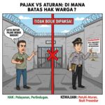Doc. Batas Hak & Kewajiban: Ilustrasi yang menggambarkan bahwa status sebagai pembayar pajak tidak serta-merta memberikan hak untuk melanggar aturan keamanan di objek vital seperti Rutan. Pajak memberikan hak atas pelayanan dan perlindungan, namun kepatuhan terhadap SOP dan regulasi tetap berlaku bagi setiap warga negara tanpa pengecualian. (Sumber: Tim Editorial – KawanJariNews.com)