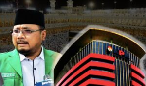 Doc. Ilustrasi kolase Yaqut Cholil Qoumas dan Gedung Komisi Pemberantasan Korupsi (KPK) di Jakarta. Foto ini digunakan sebagai ilustrasi pemberitaan terkait pengajuan praperadilan dan bukan diambil secara langsung pada saat Yaqut mengajukan permohonan praperadilan. (NR).