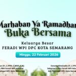 Doc. Flyer ucapan Selamat Menyambut Bulan Suci Ramadhan 1447 H/2026 dari Ketua PBH FERADI WPI DPC Kota Semarang, yang berisi pesan ajakan meningkatkan keimanan, kepedulian sosial, serta menjaga kebersamaan selama bulan suci. (Foto: ilma – Kontributor).
