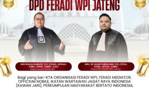 Doc. Flyer undangan acara buka puasa bersama DPD FERADI WPI Jawa Tengah yang menampilkan foto Ketua Umum FERADI WPI dan Ketua DPD FERADI WPI Jawa Tengah sebagai bagian dari publikasi kegiatan yang akan digelar pada 7 Maret 2026 di Semarang. (Foto: FERADI WPI Official).