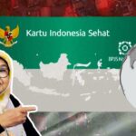 Doc. Prof. Siti Fadilah Supari mantan Menteri Kesehatan periode 2004–2009, dengan latar belakang ilustrasi kartu BPJS Kesehatan, terkait pemberitaan krisis akses layanan kesehatan akibat penonaktifan massal peserta PBI BPJS. (NR).