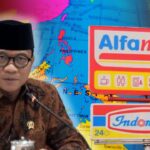 Doc. Ilustrasi Menteri Desa, Pembangunan Daerah Tertinggal, dan Transmigrasi Yandri Susanto dengan latar logo jaringan ritel modern Alfamart dan Indomaret. Gambar ini merupakan ilustrasi pemberitaan terkait pernyataan pemerintah mengenai ekspansi minimarket dan penguatan Koperasi Desa (Kopdes) Merah Putih. (NR).