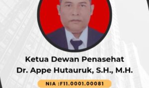 Doc. Kartu Tanda Advokat (KTA) FERADI WPI atas nama Dr. Appe Hutauruk, S.H., M.H., yang telah resmi diterbitkan dengan masa berlaku lima tahun dan dapat digunakan untuk kegiatan persidangan di seluruh pengadilan di Indonesia. (Foto: Nabila).