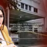 Doc. Ilustrasi anggota DPR RI Rieke Diah Pitaloka di bagian depan gambar, dengan latar belakang tampak depan rumah korban di kawasan Perumahan Prima Lingkar Asri, Jatibening, Kota Bekasi, yang menjadi lokasi peristiwa pembunuhan. Gambar ini hanya merupakan ilustrasi untuk menggambarkan konteks pemberitaan. (NR).