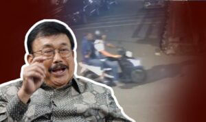 Doc. Ilustrasi kolase menampilkan Komjen Pol (Purn) Ito Sumardi pada sisi depan, dengan latar belakang tangkapan layar rekaman CCTV yang memperlihatkan dua orang terduga pelaku berboncengan sepeda motor sesaat sebelum insiden penyiraman air keras terhadap aktivis KontraS, Andrie Yunus, di kawasan Jalan Talang, Senen, Jakarta Pusat, Kamis (12/3/2026) malam. Foto ilustrasi ini digunakan untuk menggambarkan sorotan mantan Kabareskrim Polri terhadap pentingnya pengungkapan motif dan pelaku dalam kasus tersebut. (NR).