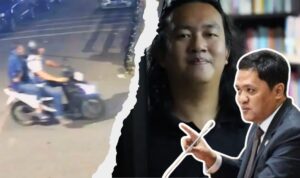 Doc. Ilustrasi kolase: sisi kiri menampilkan tangkapan layar rekaman CCTV yang memperlihatkan dua orang terduga pelaku berboncengan sepeda motor, sisi kanan menampilkan aktivis KontraS Andrie Yunus, dengan potongan gambar Ketua Komisi III DPR RI Habiburokhman di bagian depan sebagai penegasan sikap DPR yang mendesak pengusutan tuntas kasus penyiraman air keras tersebut. (NR).