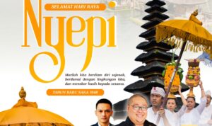 Doc. Flayer ucapan Selamat Hari Raya Nyepi Tahun Baru Saka 1948 dari Redaksi KawanJariNews.com. Dalam desain flayer tersebut turut menampilkan Pimpinan Redaksi KawanJariNews.com, Donny Andretti, S.H., S.Kom., M.Kom., CMD., C.PFW., C.MDF., C.JKJ., yang menyampaikan pesan reflektif tentang pentingnya kedamaian, toleransi, dan persatuan dalam keberagaman bangsa Indonesia. (Arsip: Redaksi).