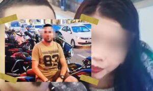 Doc. Kolase ilustrasi yang menampilkan foto Dewinta Anggari alias DA bersama pria berinisial FD saat keduanya masih bersama sebagai latar belakang. Pada sisi depan kolase, ditampilkan foto close-up pria berinisial FD, WNA asal Irak, yang diamankan polisi dalam penyelidikan kasus tewasnya cucu seniman Betawi Mpok Nori saat diduga hendak melarikan diri ke arah Pulau Sumatera. Wajah pria dalam foto disamarkan untuk kepentingan etika jurnalistik dan asas praduga tak bersalah. (NR).